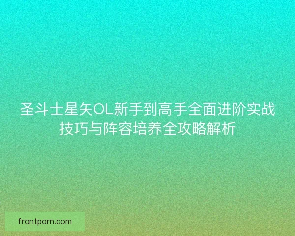 圣斗士星矢OL新手到高手全面进阶实战技巧与阵容培养全攻略解析 圣斗士星矢OL新手到高手全面进阶实战技巧与阵容培养全攻略解析